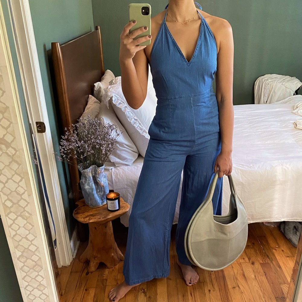 Mare Mare x Anthropologie, denim wide-leg jumpsuit
